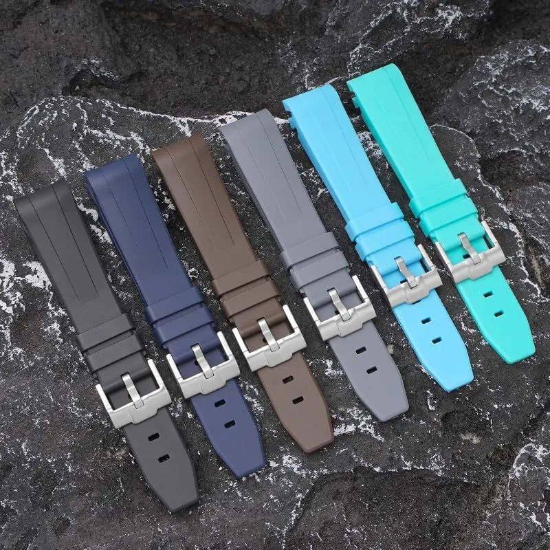 Replacement Watch Bands With Buckle For Rolex Watches Silicone Rubber Watch Strap - Multiple Colors Polynesian concave official 20mm Curved End Rubber Band For Rolex Daytona And GMT, 