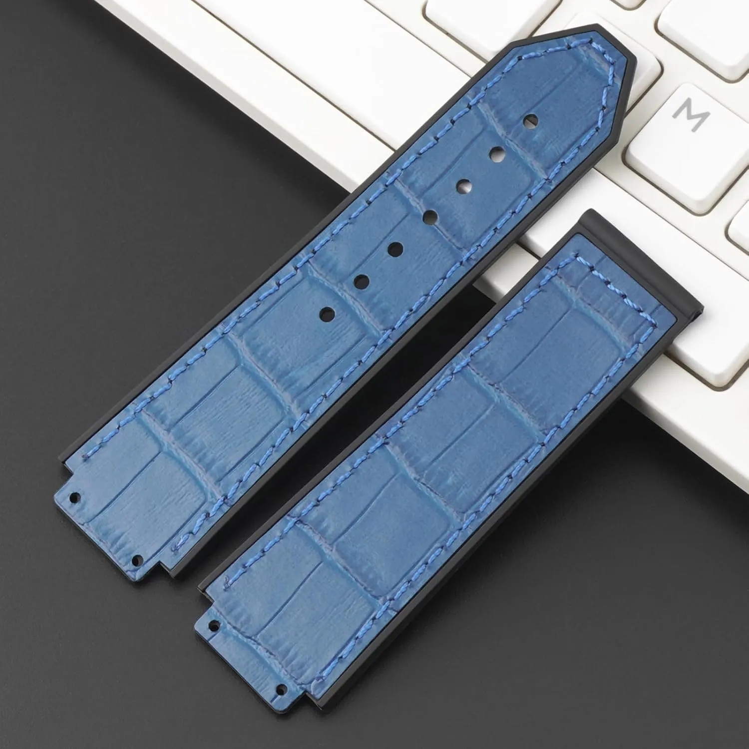 Replacement Wrist Strap for Hublot Big Bang Watch noxious journey sandy Straps 25mm Leather Watch Bands Compatible with Hublot Big Bang, Soft Silicone Rubber Lined 