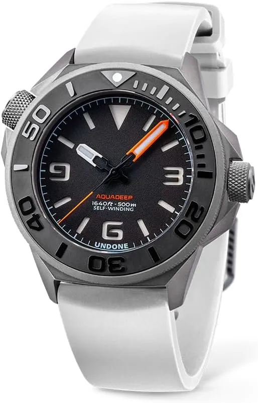 Resistance Wristwatch Diver for Men with Rubber Strap UNDONE Aquadeep Automatic Dive explorer Watch for Men 43mm 500M Water 