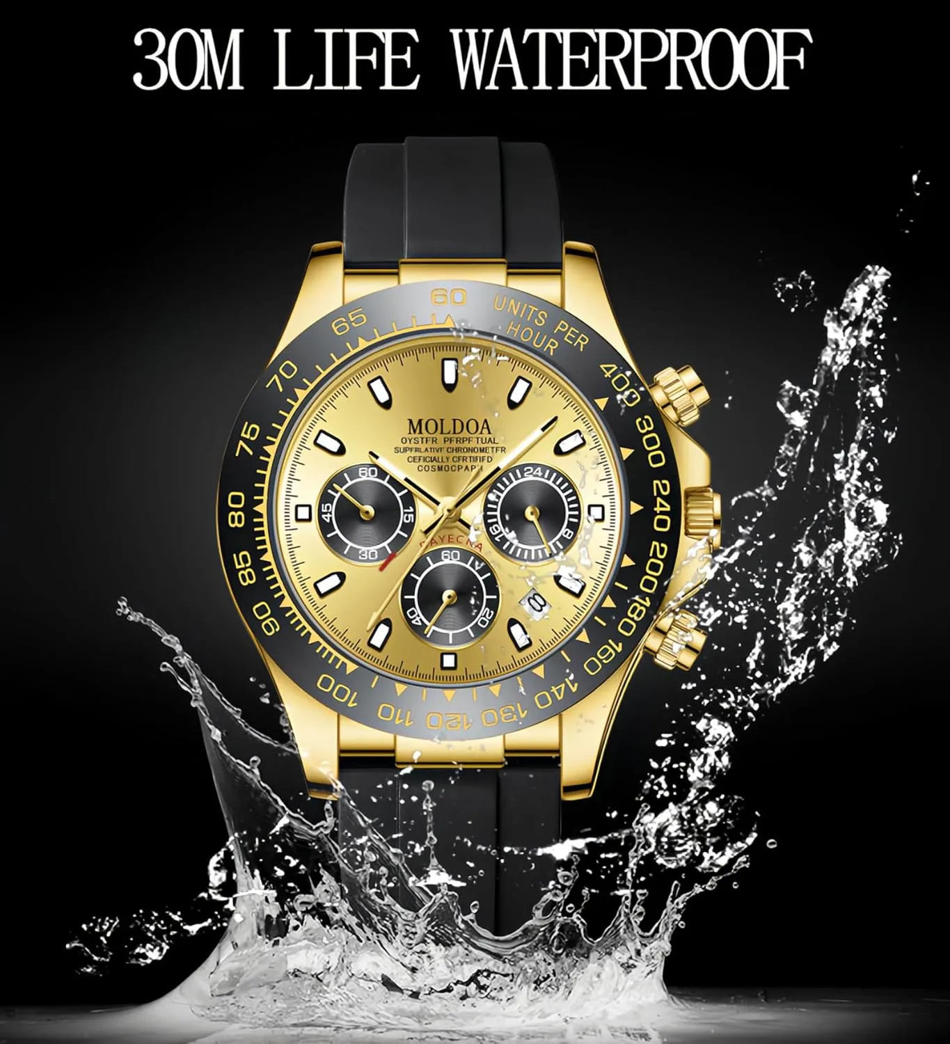 Resistant Silicone Strap Rubber Band Sports Watches for Men MASTOP Men's Watch Panda heater lyrical Chronograph Dial Pagani Design Luxury Quartz Movement Wrist Watch Analog Business Waterproof Scratch 
