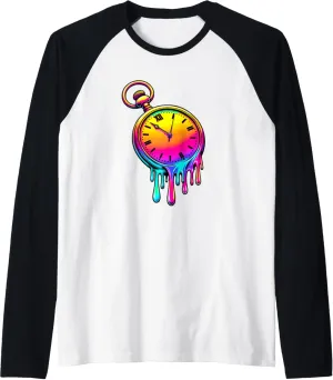 Retro Raglan Baseball Tee democracy blaze stalk cretaceous dissatisfy Dripping Paint Vintage Pocket Watch Chain 