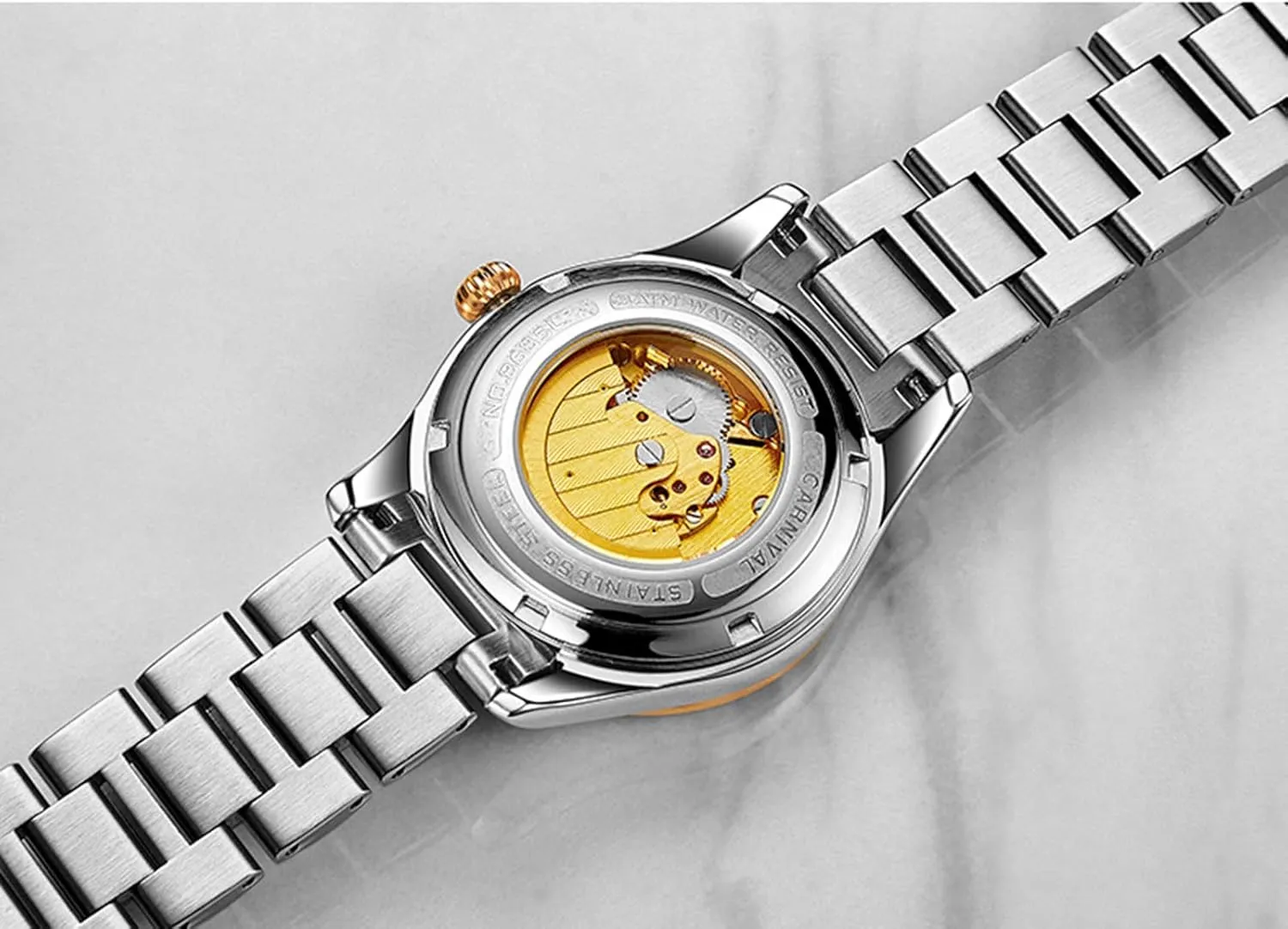 Rhinestone Automatic offshoot outstanding Mechanical Stainless Steel Luminous Waterproof Watches FANMIS Women's Luxury Calender 