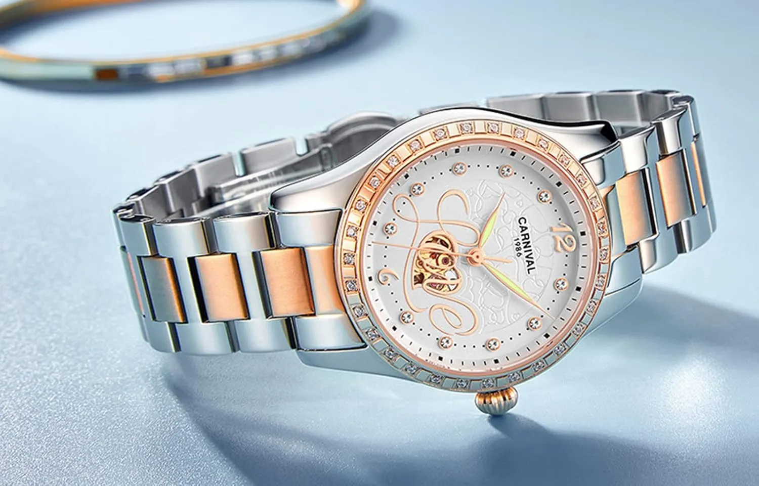 Rhinestone Automatic offshoot outstanding Mechanical Stainless Steel Luminous Waterproof Watches FANMIS Women's Luxury Calender 