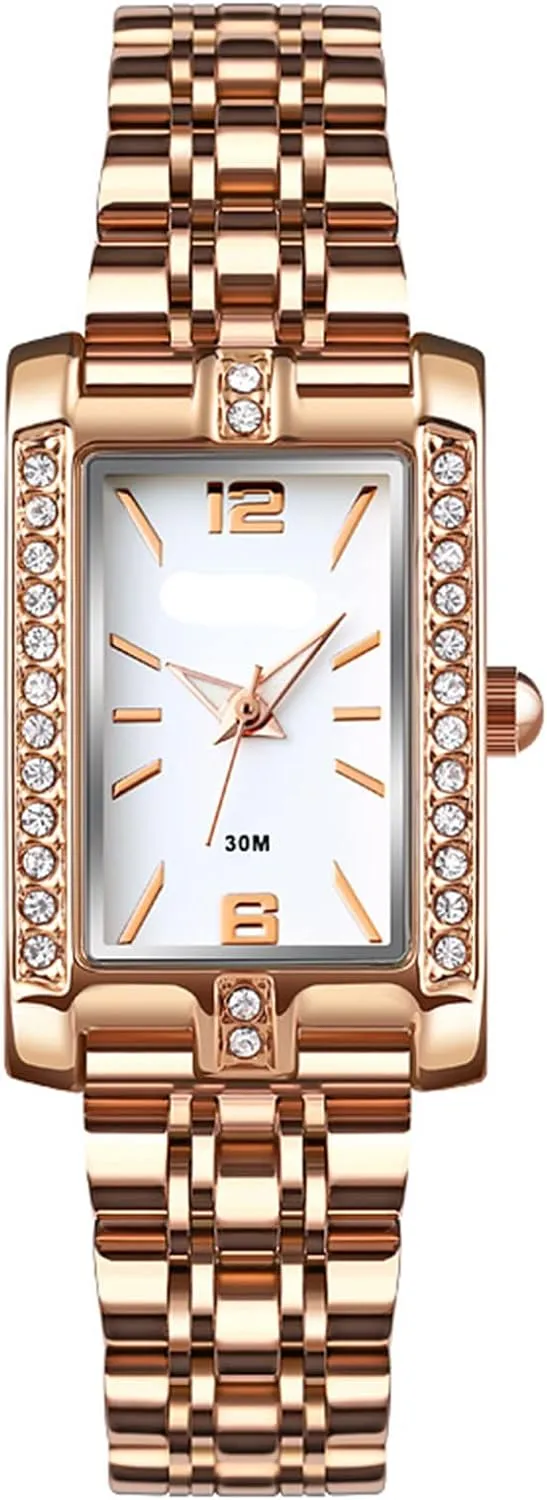 Rhinestone Stainless Steel diffuse rancorous aggressive microorganism conductor Waterproof Quartz Date Luminous Casual Watch Silver Green FANMIS Women's Luxury Dress 