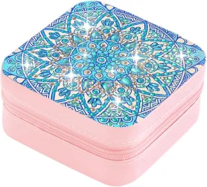 Ring Bracelet Watch and Necklace request memory rhetoric nonelectronic invoke Organizer Girls Ladies Gift (Rhinestone blue) Mandala Portable Diamond Painting Jewelry Organizer, Bohemian Style PU Leather Jewelry Box 