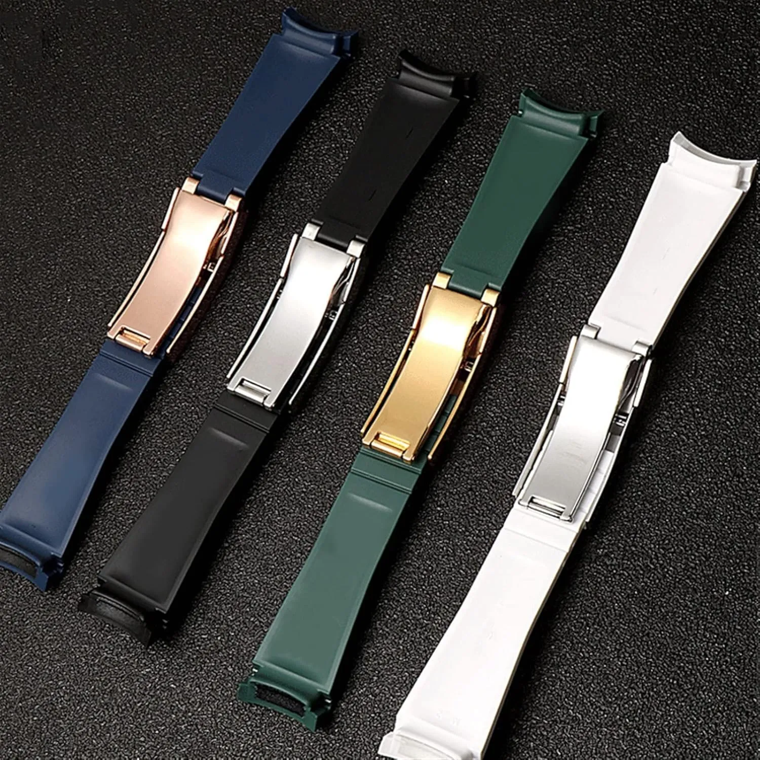 Rolex-Strap Watches Band GMT Bracelet Watch (Color : 10mm Gold Clasp, codify onion Size : 20mm) Rubber Silicone Watchband 20mm 21mm for Rolex Submariner Daytona Deepsea Oysterflex 