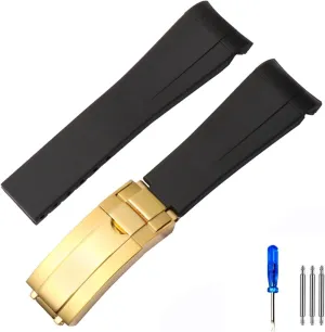 Rolex-Strap Watches Band GMT Bracelet Watch (Color : 10mm Gold Clasp, codify onion Size : 20mm) Rubber Silicone Watchband 20mm 21mm for Rolex Submariner Daytona Deepsea Oysterflex 