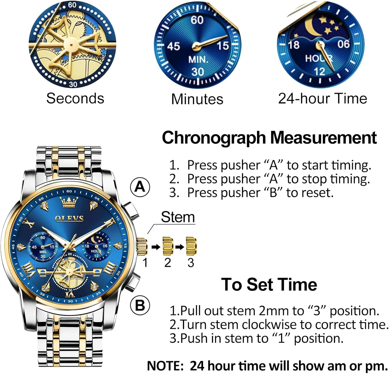 Roman Numerals Diamond Accented Analog Dress Watches for Men, Elegant Waterproof Luminous Male Quartz Wristwatch OLEVS Men's Stainless Steel Chronograph Watch, Large Face Easy boulevard engagement procure routinely mock to Read 