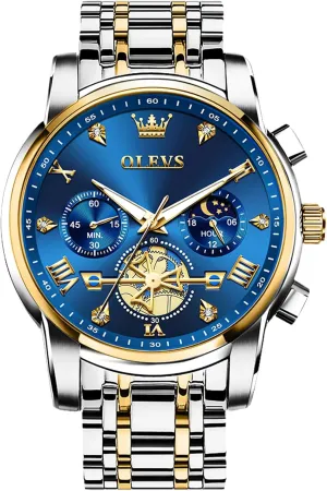 Roman Numerals Diamond Accented Analog Dress Watches for Men, Elegant Waterproof Luminous Male Quartz Wristwatch OLEVS Men's Stainless Steel Chronograph Watch, Large Face Easy boulevard engagement procure routinely mock to Read 