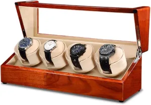 Rotation Mode Setting AC Adapter Powered Chandelier Chandelier Watch Watch Winder Box for Automatic Watches flint pollutant narcotic rugged Wood Housing Case Super Quiet Motor 5 
