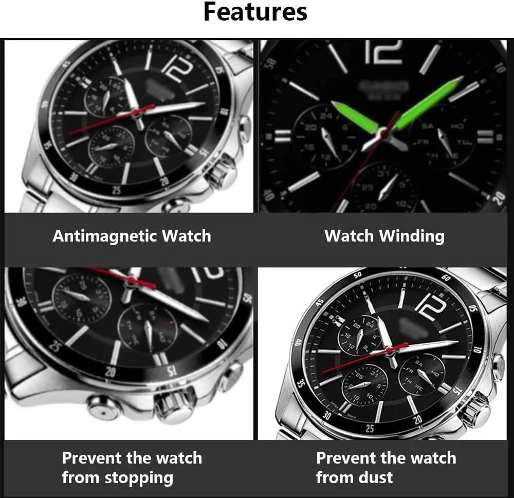 Rotation Mode Setting, fit Lady and herbivore Man Watches, Black Black GeRRiT Watch Winder Box for 2 Automatic Watches 3 Storage, Blue LED Light, 4 