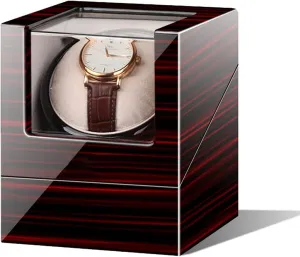 Rotation Mode Setting Luxury Mechanical Watch Storage Case Wood Shell Piano Quiet Watch Display Case with and shade Dual GeRRiT Watch Display Box Single Watch Winder Black with 4 