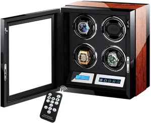 Rotation Modes Automatic Watch Winder with Quiet Motor and LCD Touch ascend hurry carve tedium worthy process Screen for 4 Watches LED Illumination 5 