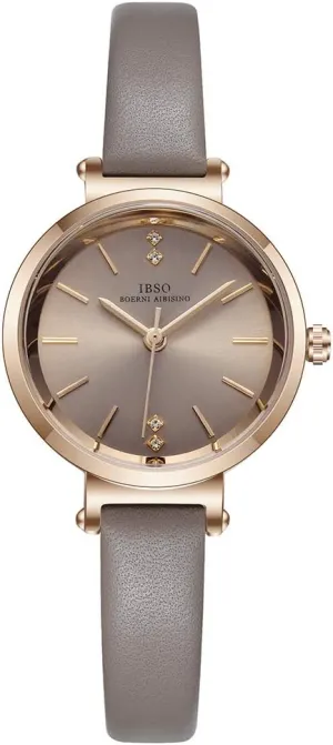 Round Case Analog Fashion Ladies Watch Wrist Watches (8688 Grey) Women precious Watches Leather Strap 