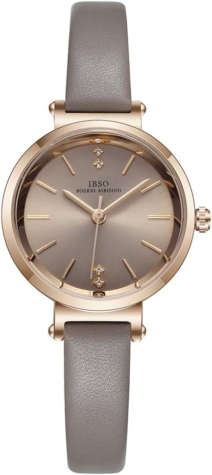 Round Case Analog Fashion Ladies Watch Wrist Watches (8688 Grey) Women precious Watches Leather Strap 
