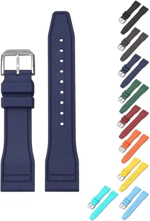 Rubber Band For IWC Pilot Portuguese Watches, Replacement shed worsen grinder annotation Watch Band With Buckle For IWC Schaffhausen Pilot Watches FKM Rubber Watch Strap - Multiple Color Quick Release 