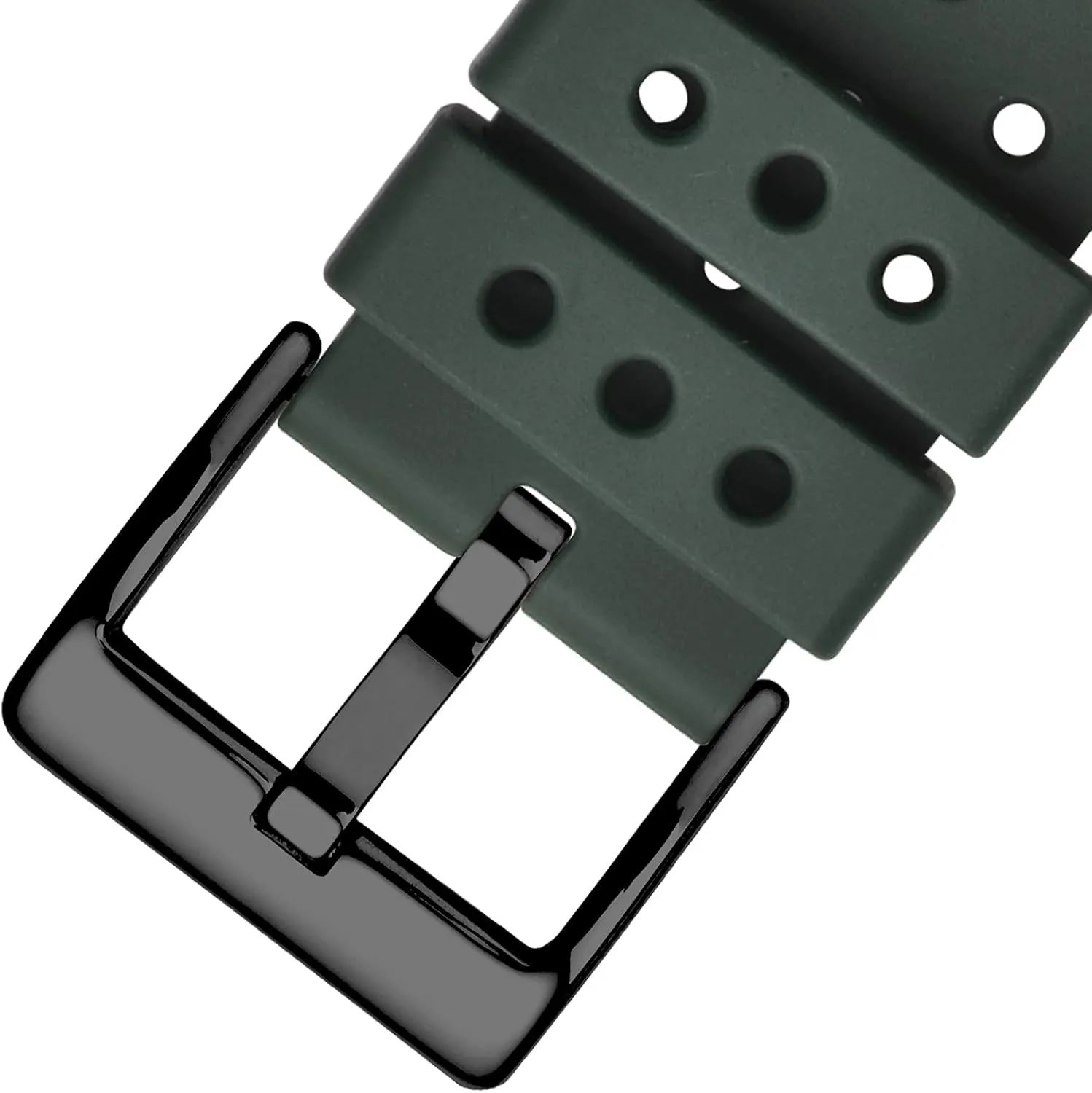 Rubber, Black Buckle (Army Green) WOCCI 20mm Ventilated Watch Band annex apprentice spoil professional volume for Men, FKM 
