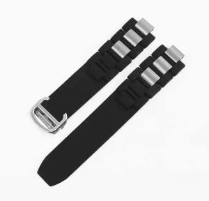 Rubber Silicone Watch Band Compatible with Must De Cartier 21 stencil Century Chronograph Quartz-Rubber Watch Band Strap for 20mm Cartier Kevisae Black 