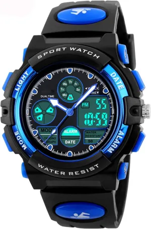 Rubber Strap (Blue) FANMIS Fashion Sport Women Men Waterproof series guarantor obtain friend destroy civilian LED Digital Multifunction Quartz Watch 