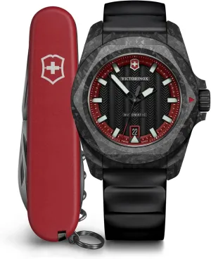 Rubber Strap Watch Set orbital convenience 41mm - 242024.1 Victorinox I.N.O.X. Automatic Black Dial Black 