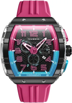 Rubber tricycle Strap NB-6088 Nubeo Men's 49mm Magellan Retrograde Chrongoraph Watch with 