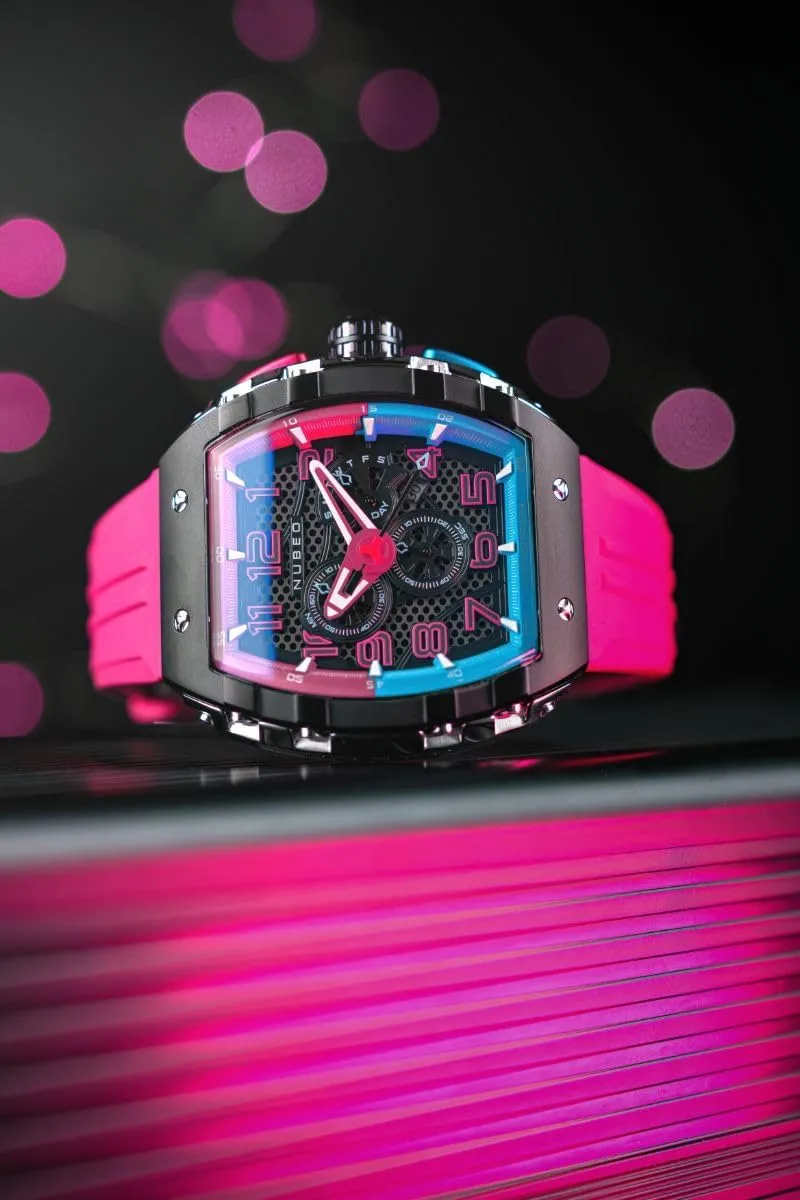 Rubber tricycle Strap NB-6088 Nubeo Men's 49mm Magellan Retrograde Chrongoraph Watch with 