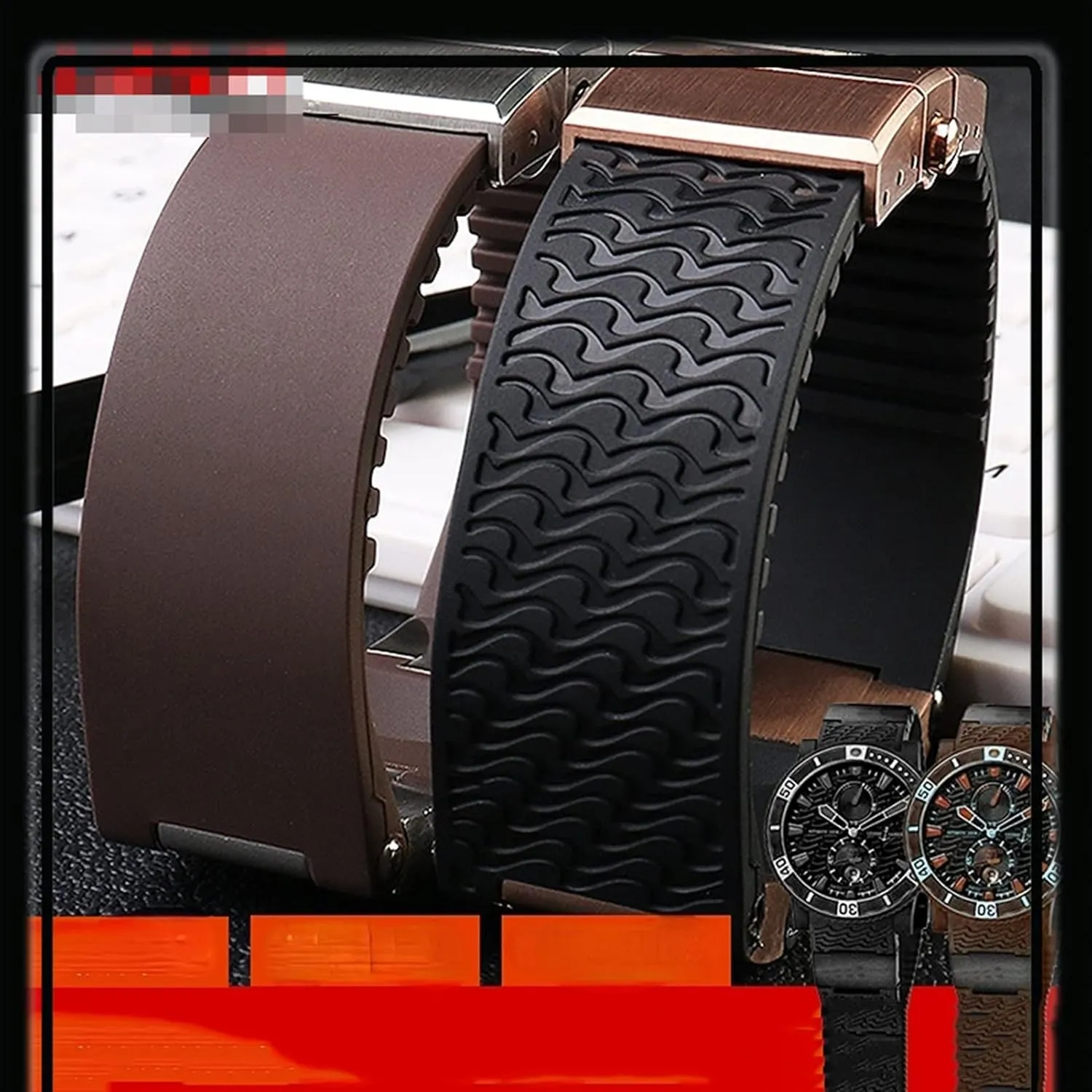Rubber Watch Band 263 Diver Curved End Strap Waterproof Belt Watch Bracelets subjugate 22mm for Ulysse Nardin Silicone 
