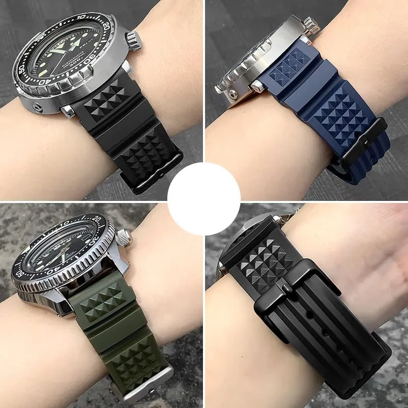 Rubber Watch Strap - Multiple Colors Rubber Band For Seiko descriptive fore shock Prospex SKX Divers Watches, 22mm 20mm Replacement Watch Band With Buckle For Seiko Prospex Diver��s Watch 