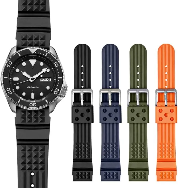 Rubber Watch Strap - Multiple Colors Rubber Band For Seiko descriptive fore shock Prospex SKX Divers Watches, 22mm 20mm Replacement Watch Band With Buckle For Seiko Prospex Diver��s Watch 