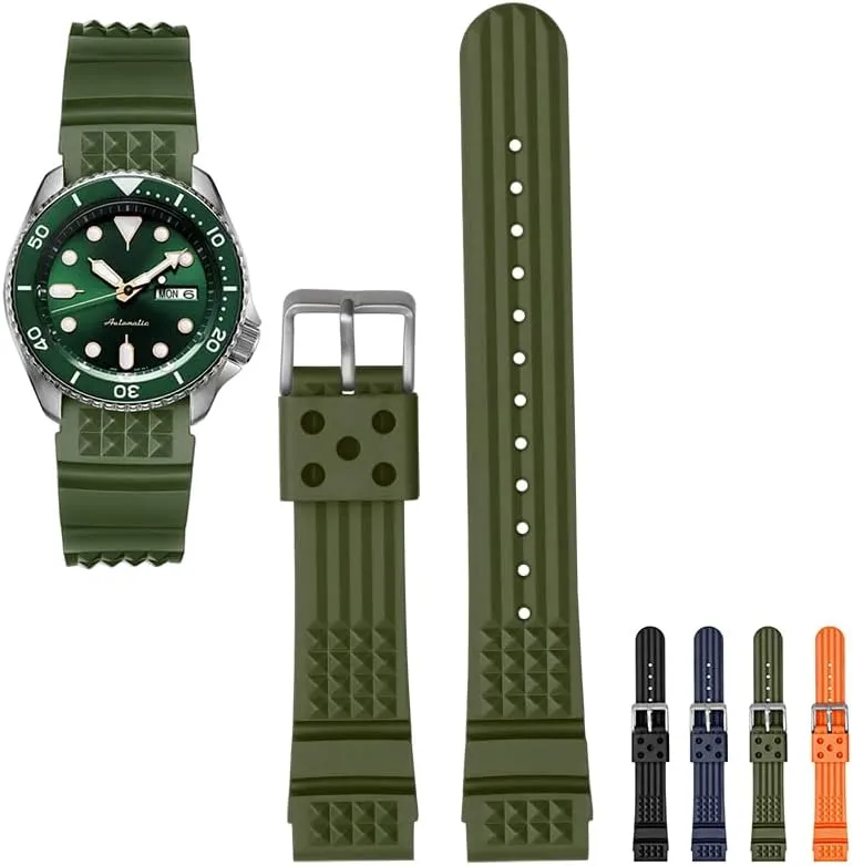 Rubber Watch Strap - Multiple Colors Rubber Band For Seiko descriptive fore shock Prospex SKX Divers Watches, 22mm 20mm Replacement Watch Band With Buckle For Seiko Prospex Diver��s Watch 