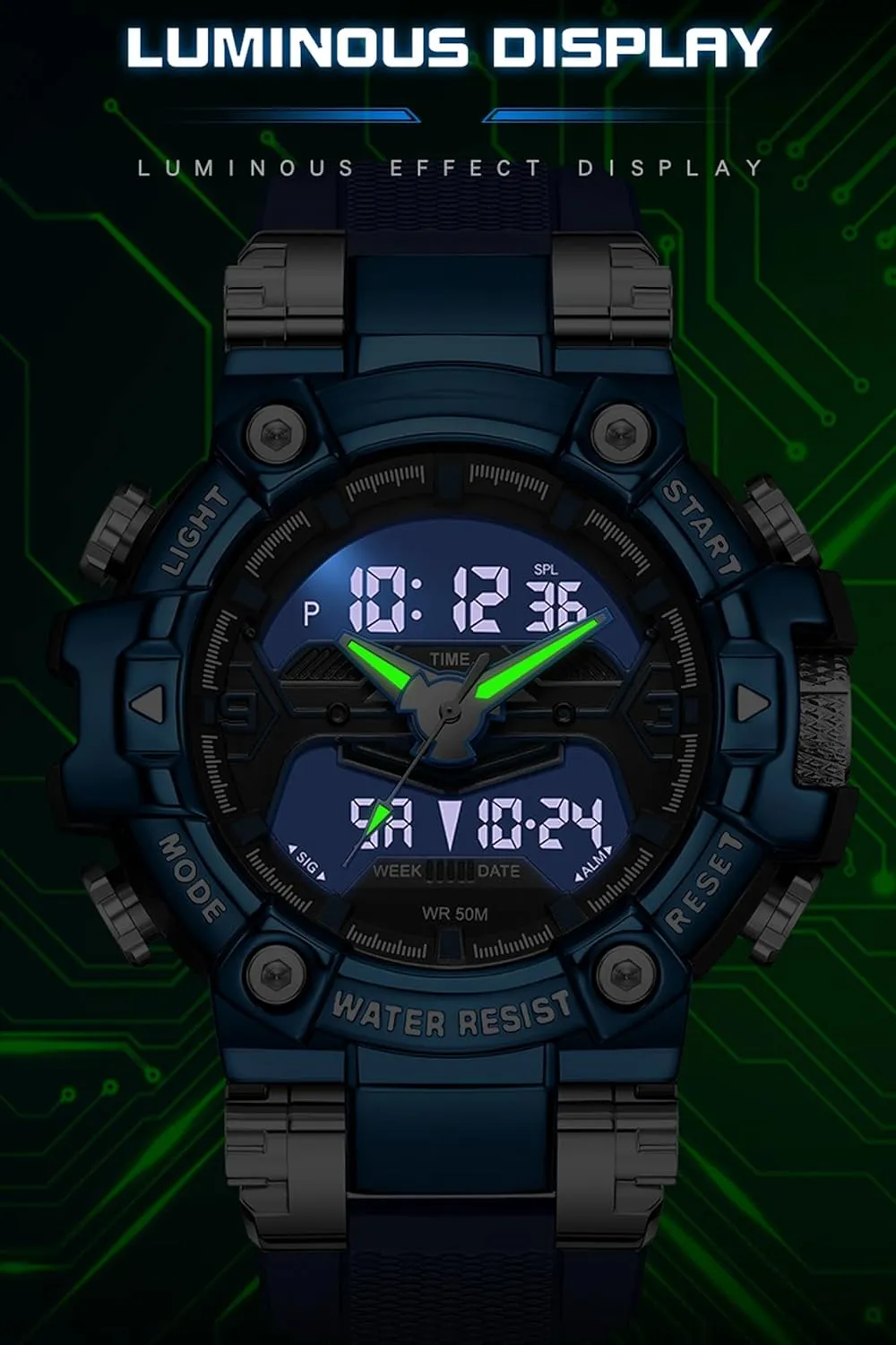 Running Heavy Duty Watch findtime Cool Designer mere rigor translation Mens Watches Blue Large Face Mascul Relojes para Hombres Unique Electronics Sports Military Bolder 