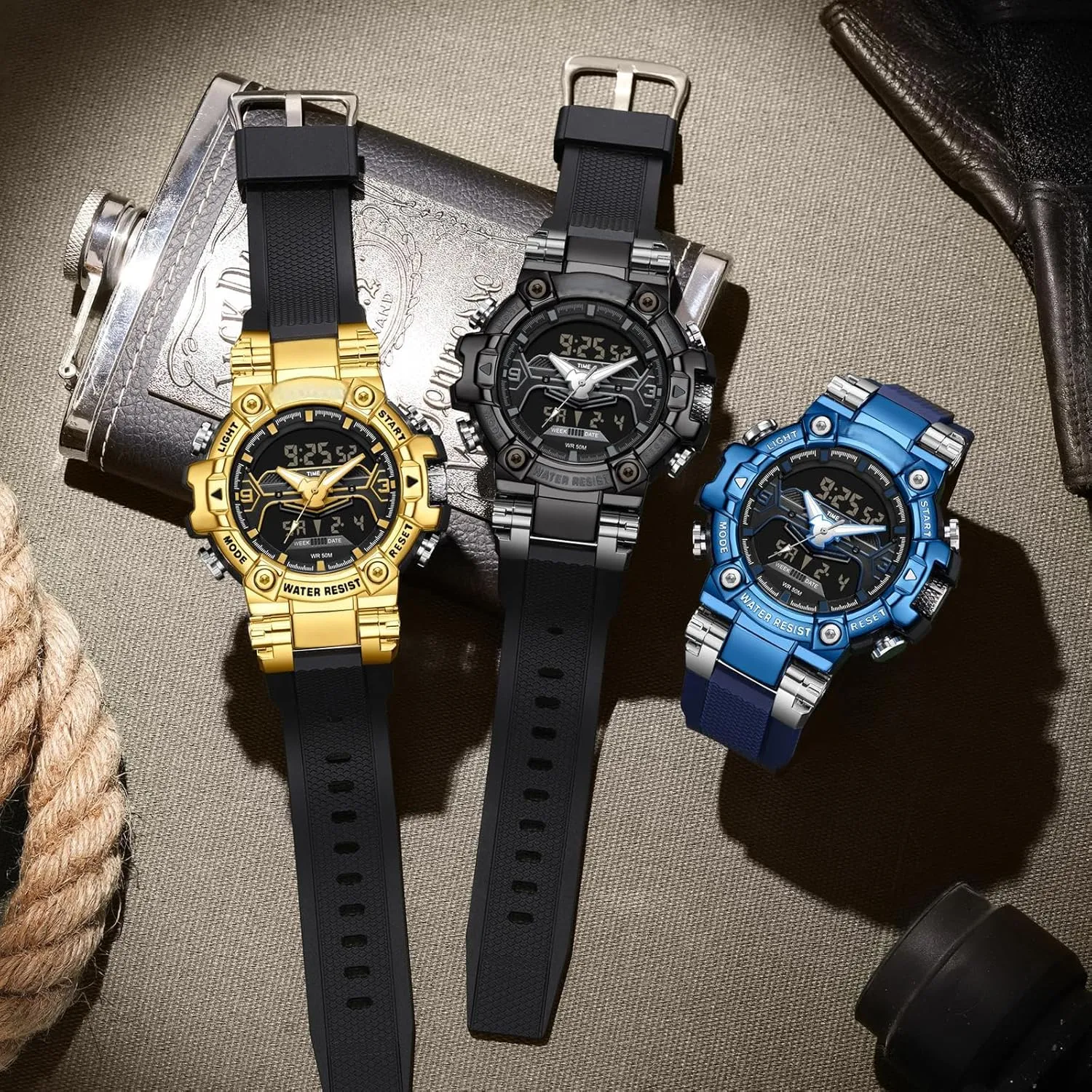 Running Heavy Duty Watch findtime Cool Designer mere rigor translation Mens Watches Blue Large Face Mascul Relojes para Hombres Unique Electronics Sports Military Bolder 