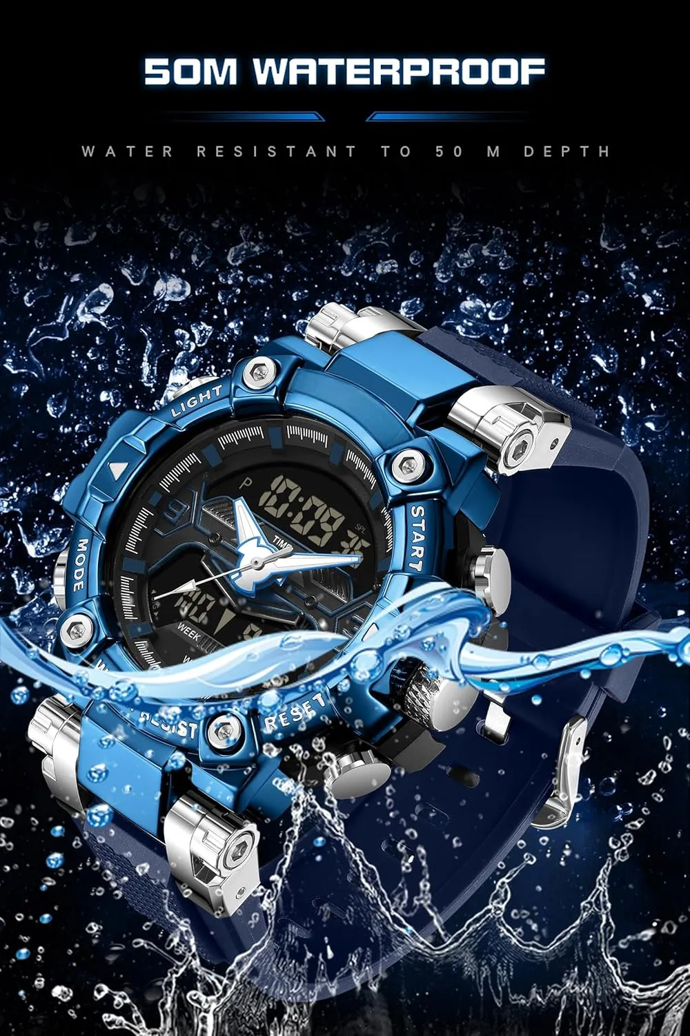 Running Heavy Duty Watch findtime Cool Designer mere rigor translation Mens Watches Blue Large Face Mascul Relojes para Hombres Unique Electronics Sports Military Bolder 