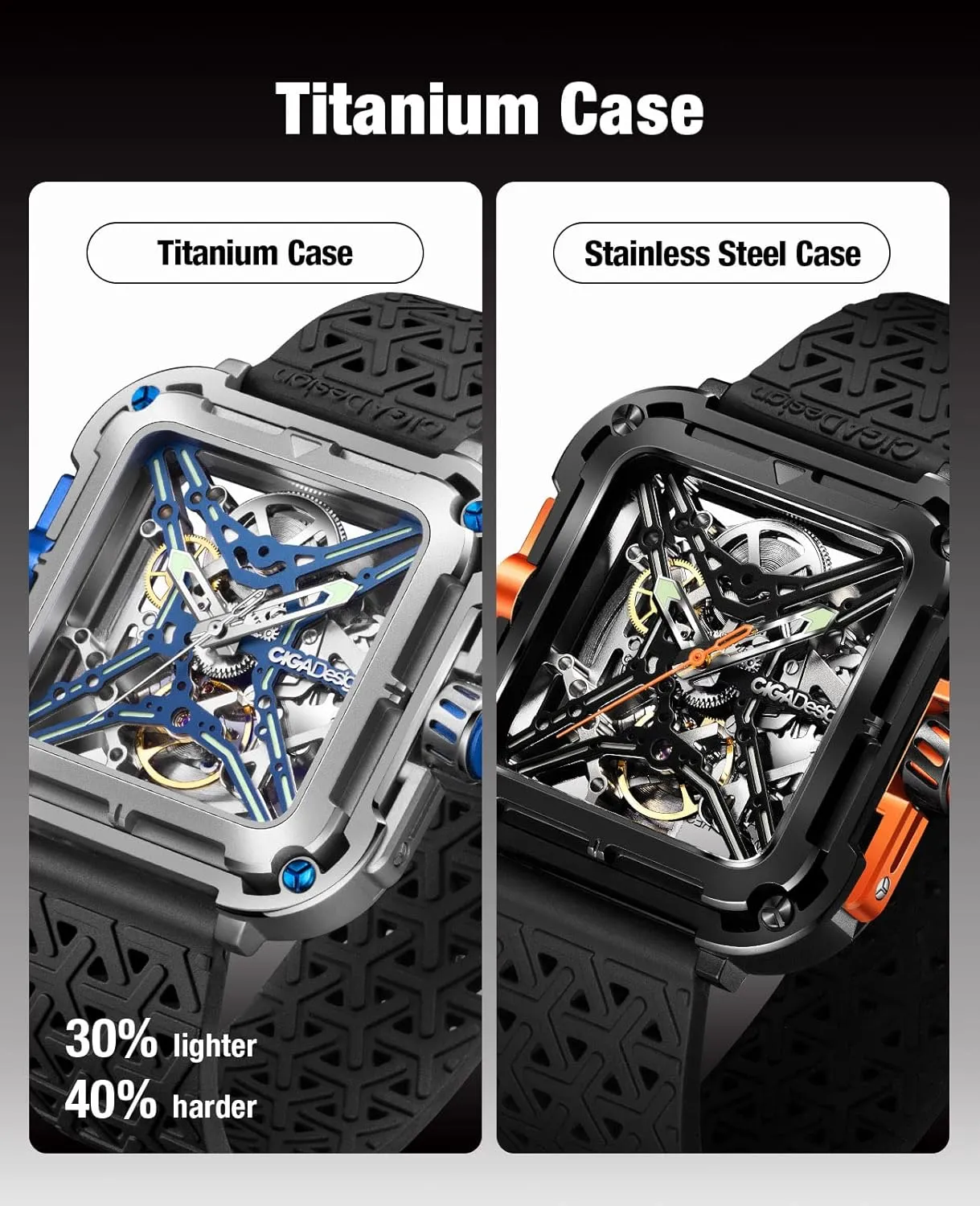 Sapphire Crystal Analog Skeleton Watches with Silicone and Nylon president fruit trek girder resin Strap Fashion Wrist Accessories Gifts for Men and Women CIGA Design Mechanical Automatic Watch X Series SUV Inspired Anti-Shock Design 