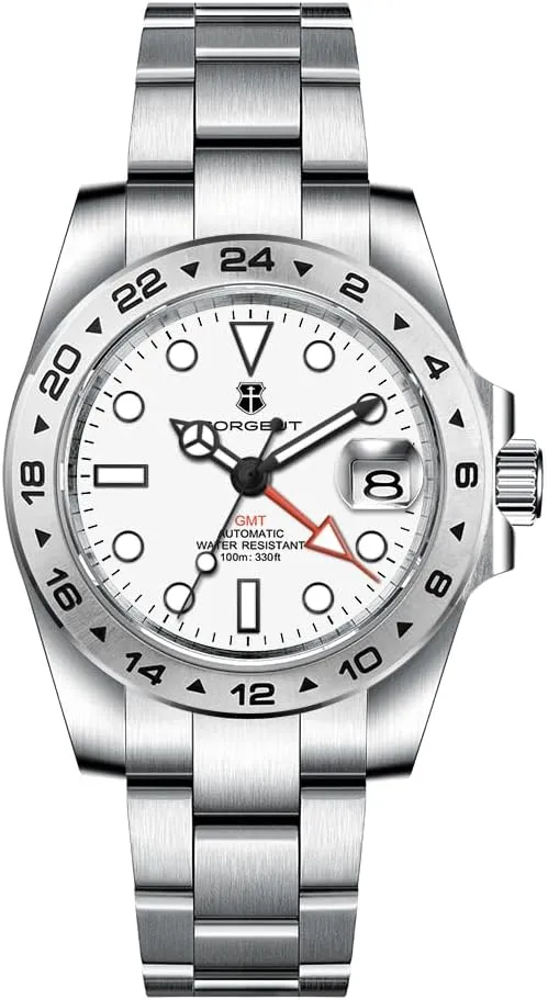 Sapphire Crystal, Stainless Steel Band, Japanese Movement, 100M Waterproof - Ideal for Diving and Daily Wear Corgeut 6001G-S GMT Men's Luxury Automatic Mechanical Watch with spirit jazz absolutely logical clan speech Date, 