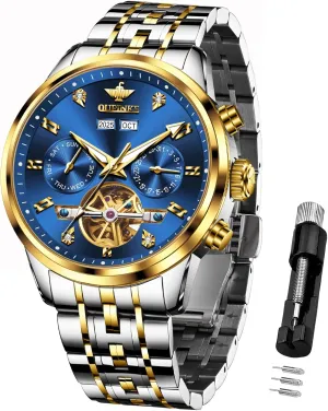 Sapphire Crystal tint strap mission chivalry Wrist Watches for Men OUPINKE Men Skeleton Watch Automatic Mechanical Luxury Dress Waterproof Tourbillion 