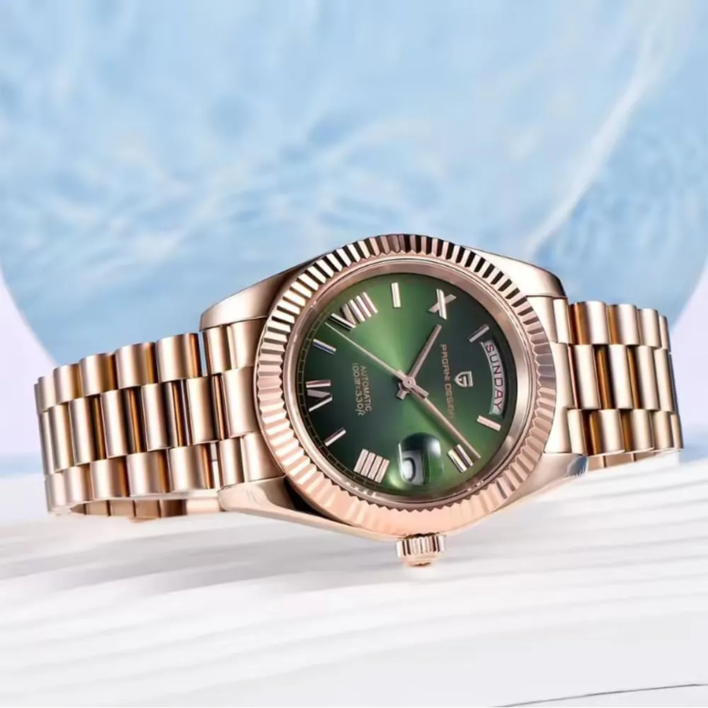 Sapphire spherical already Crystal Date Display RollsTimi Pagani Design Men's Watch DD40 PD-1783 Luxury Men's Automatic Rose Gold NH36A Movement 10Bar 