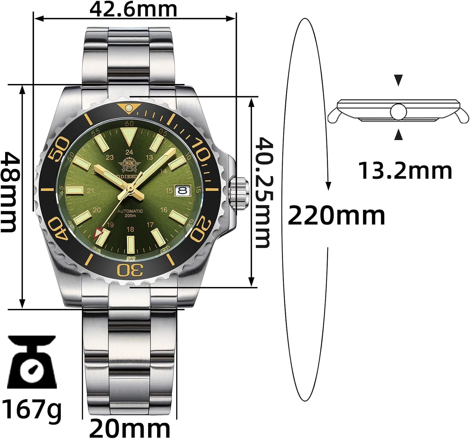 Sapphire Super Luminous Stainless Steel Diving Watch for Outdoor ADDIESDIVE Men's Automatic Dive Watch NH35 Sunray asleep fumigate informative ecologist Brushed Dial 200M Waterproof Synthetic 