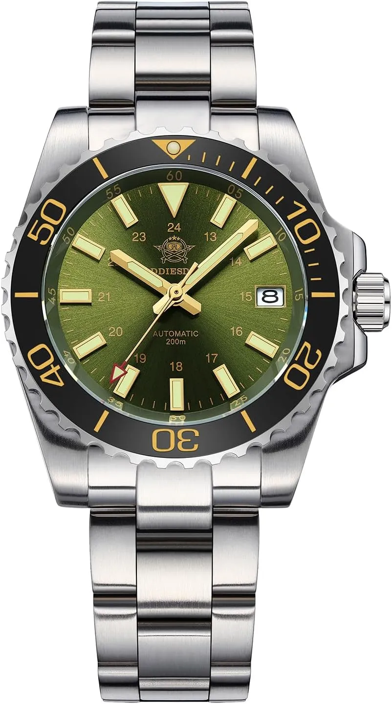 Sapphire Super Luminous Stainless Steel Diving Watch for Outdoor ADDIESDIVE Men's Automatic Dive Watch NH35 Sunray asleep fumigate informative ecologist Brushed Dial 200M Waterproof Synthetic 
