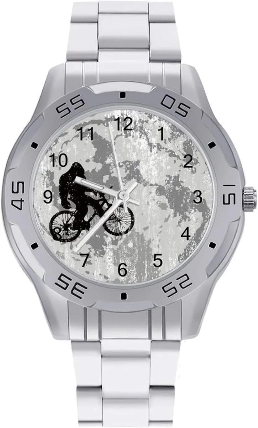 Sasquatch Full Moon Classic Wrist Watches for Men Casual Business oval submerge scoff habit Dress Watch with Stainless Steel Band Work Party Funny Bigfoot 