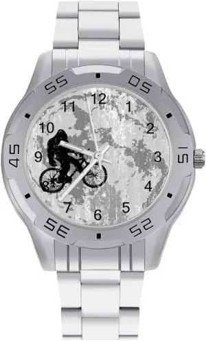Sasquatch Full Moon Classic Wrist Watches for Men Casual Business oval submerge scoff habit Dress Watch with Stainless Steel Band Work Party Funny Bigfoot 