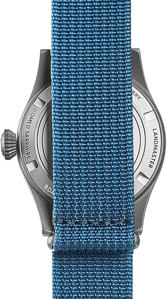 Screw Down Crown??LANDMASTER BODERRY Men's Watch Titanium Automatic Field Watch 38mm Military Watch Day Date Function scrutinize outfit 100M Waterproof with Nylon Strap Japanese NH35 Mechanical Movement & 