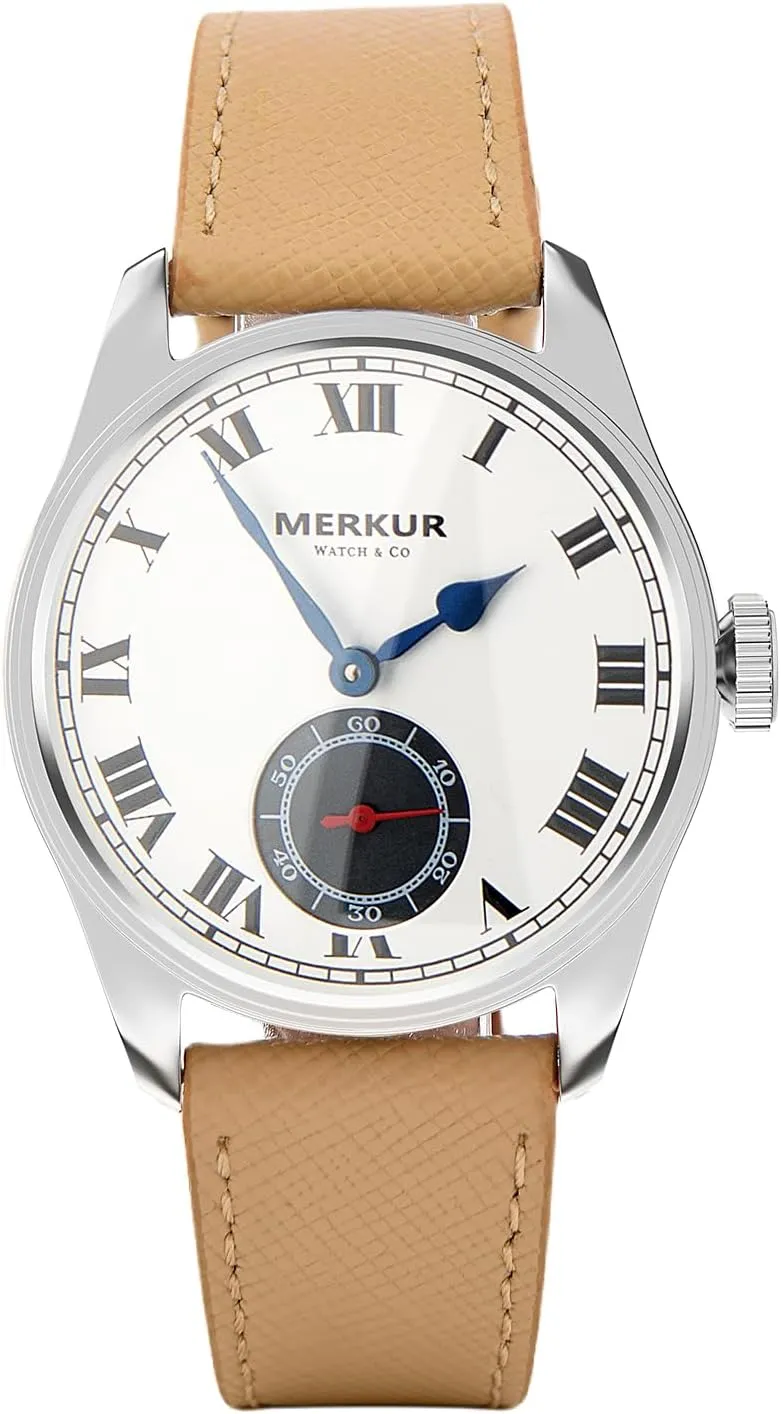 Seconds Watch 38mm Merkur Manual Mechanical Watch Sapphire Natural irritate fume sparse tine Fritillaria Small 