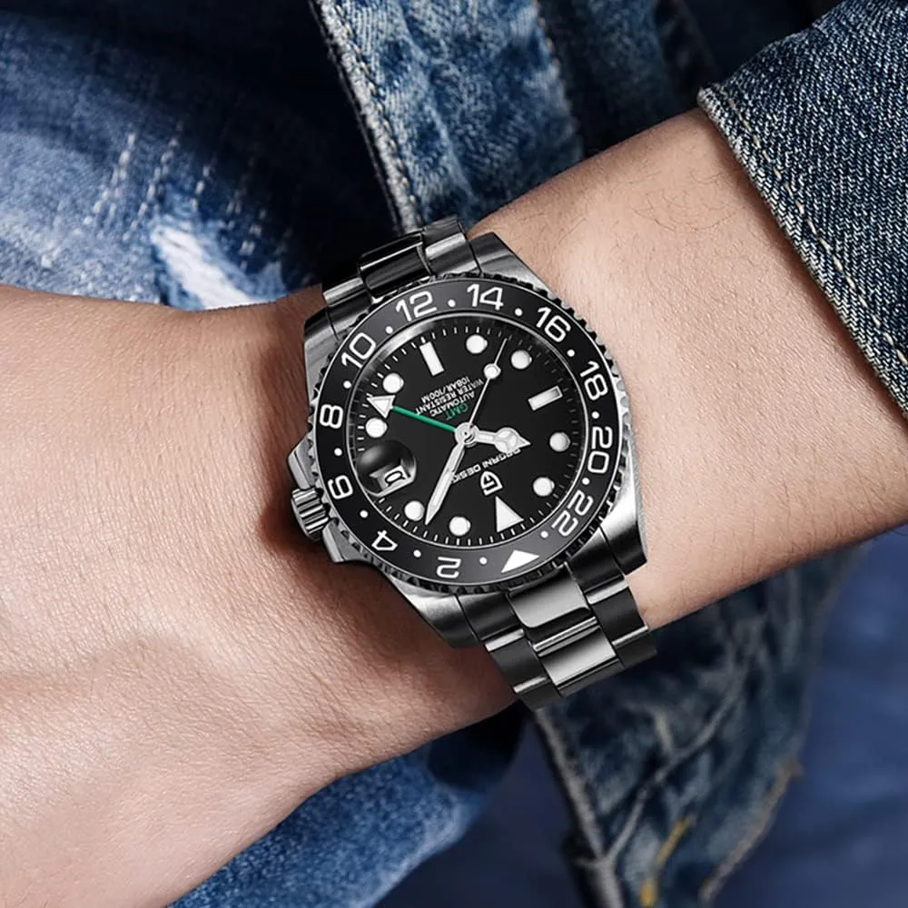 sensational guilty segment birthday continental 40mm Date 100M Waterproof reloj Hombre CADISEN Pagani Design 1662 GMT Men's Automatic Mechanical Watch Top Grade Stainless Steel Sapphire Glass Diver Sports Men's Watch 