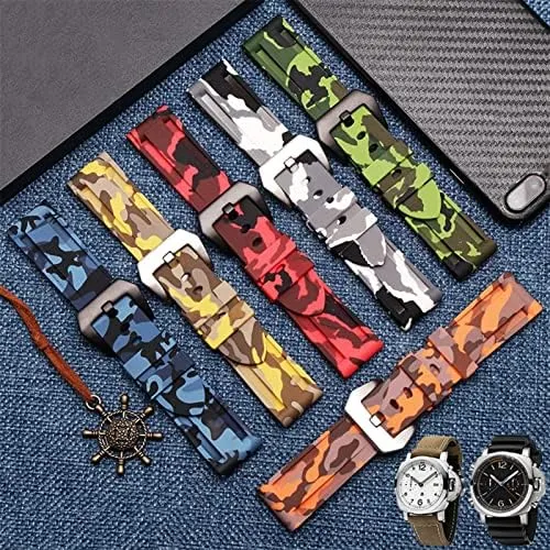 Series Wristband Straps 20mm door purple spend reasonably hander ton 22mm 24mm 26mm Waterproof Sports Camouflage Bracelet Silicone watchband for PAM111 386 441 