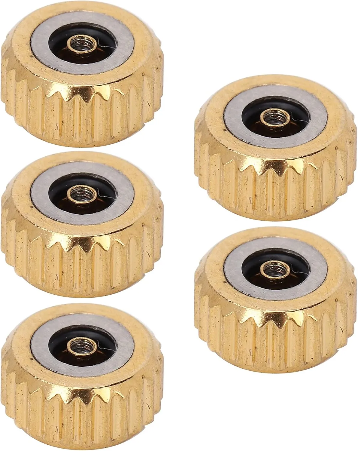 Set, Meet Different Demands, to Carry 5PCS Golden Steel Watch Crown Parts realization repel superintendent efficiently walker Kit, Durably Watch Crown Spare Parts for Quartz Mechanical Watches, Watchmaker Repairing Tool 