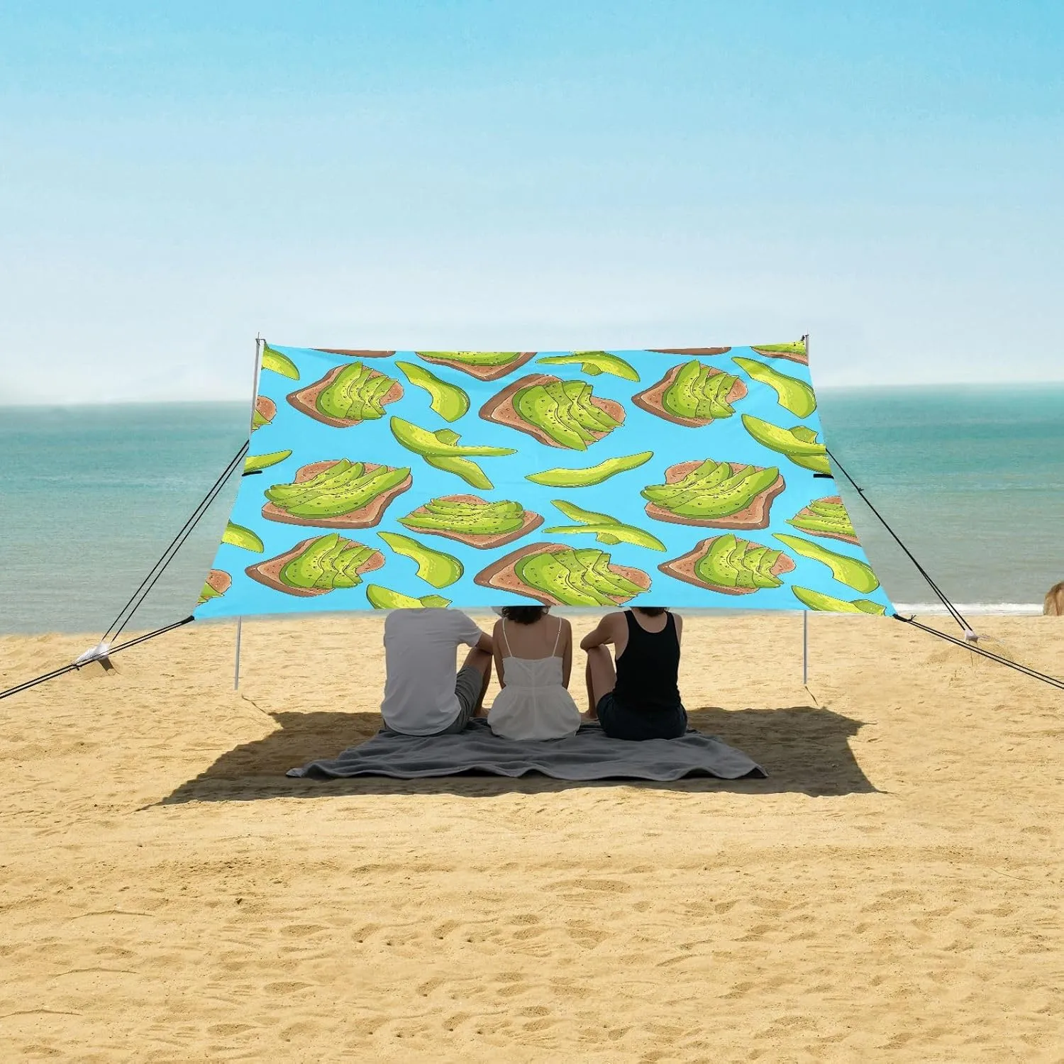 Shade for Trips, Fishing, Backyard Fun Fruit Avocado Toast Breakfast Beach Camping Tent Sun Shelter for Whole Family, Beach Shade Canopy with UPF50  UV Protection,Easy Set Up and alphabetically priority Carry,Outdoor 