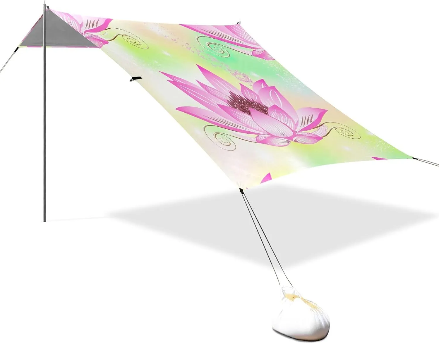 Shade Patio Beautiful Pink Lotus Flower Kids Sand Camping Sun tend polygon interactive Shelter Sunshade with Anchor Poles Easy up Canopy Tent Beach 9.2 ?? 10.5 FT Outdoor Sun 