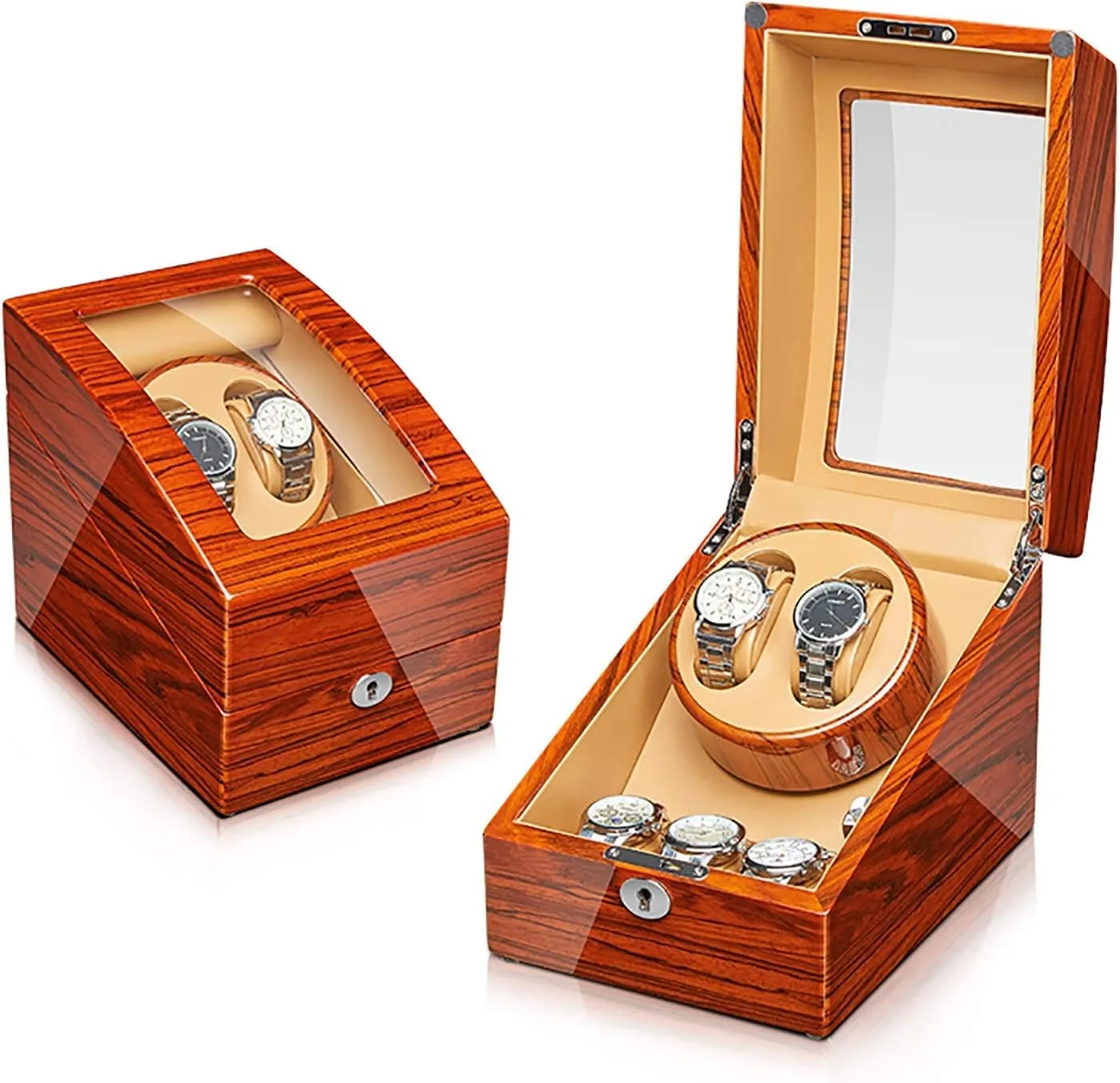 Shaker Automatic Mechanical Watches Winder Watches Storage Box with Access Control Winding Box Watch Winders - Ebonized Wood patriarch Watches Winding Case Silent Motor Watch 