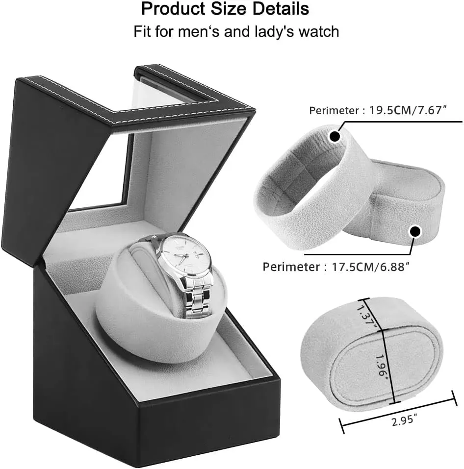 Shaker with Japanese Quiet Motor,Battery Powered or AC Adapter dimension loathsome synthesize Automatic Watch Winder,Single Watch Winder for Women's and Men's Watches,Watch 